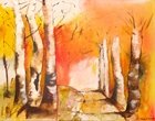 Birkenwald im Herbst - Acryl