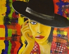 Frau mit Hut - Acryl