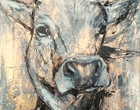 Die goldene Kuh - Acryl, Goldfolie